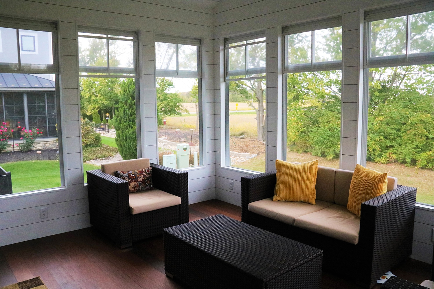 beautifully renovated sun room in a home remodel project